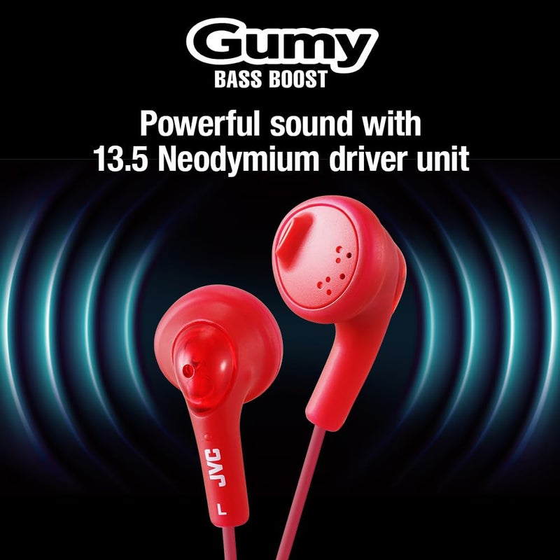 JVC HAF160R Gumy Ear Bud Headphone Red - Image 4